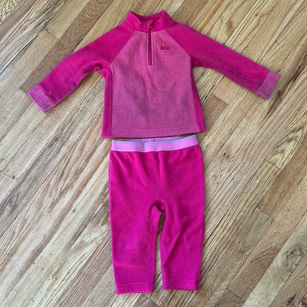 Girls 12mo REI fleece base layers top and bottom